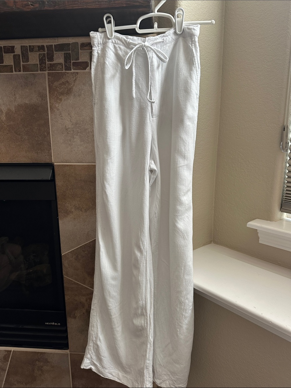 Z Supply Casual White Drawstring Wide-Leg Pants